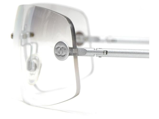 Chanel 4035 Rahmenlose silberne transparente Sonnenbrille - Ansicht 4