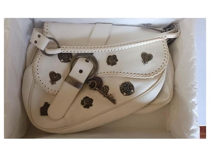 Borsa Dior in pelle bianca Bianco - vista 2