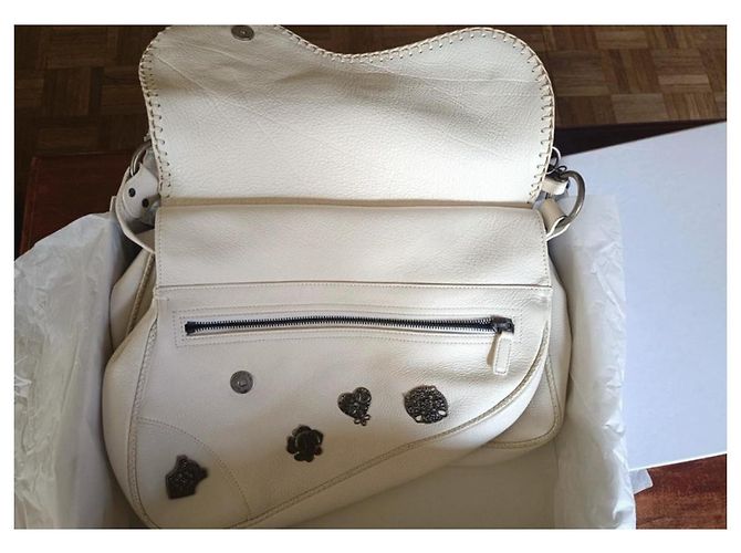 Borsa Dior in pelle bianca Bianco - vista 3