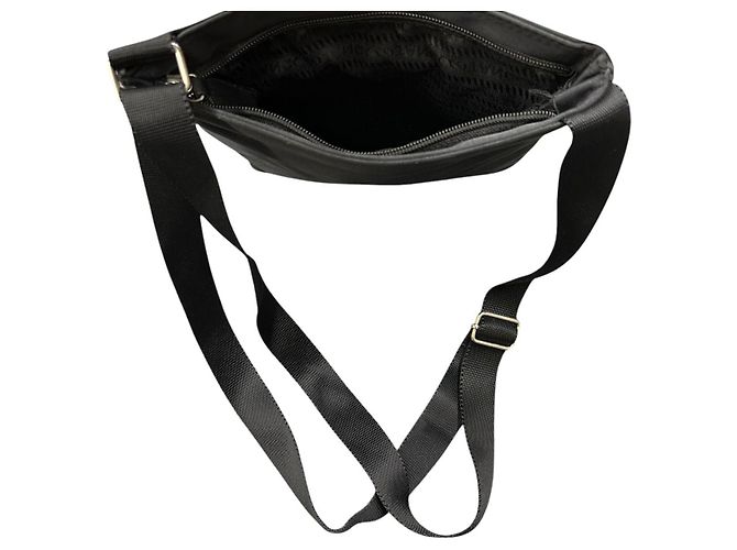 Borsa a tracolla piccola in nylon tessuto nero con logo Prada - vista 5