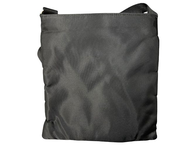 Borsa a tracolla piccola in nylon tessuto nero con logo Prada - vista 6