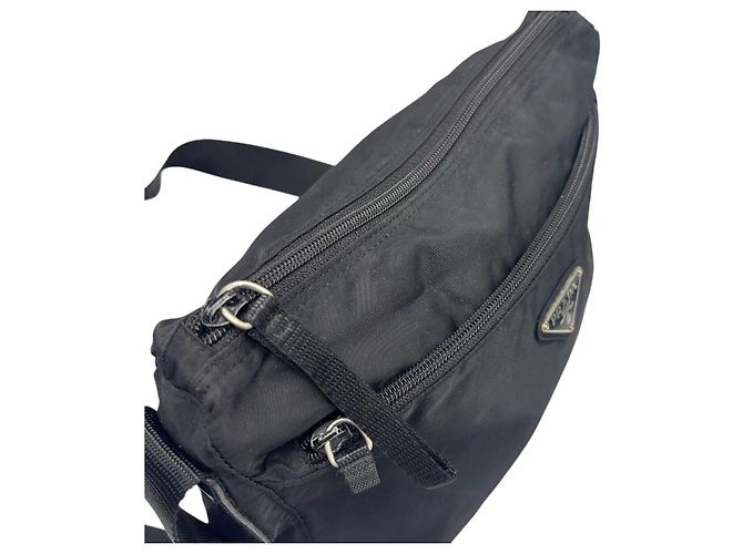 Borsa a tracolla incrociata in nylon nero con logo Prada Sport - vista 5