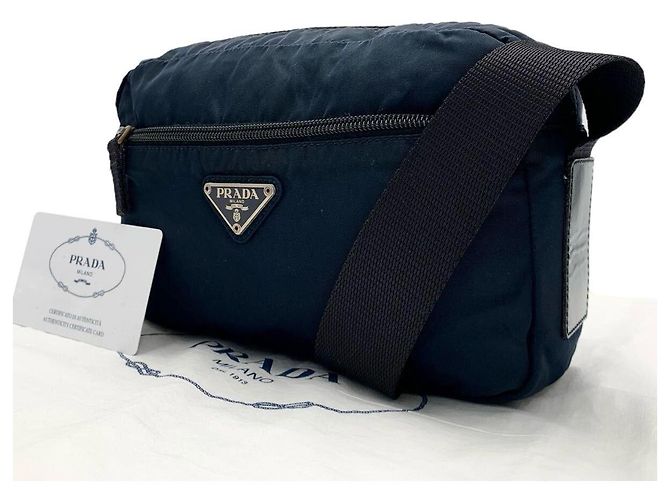 Borsa a tracolla incrociata in nylon blu navy con logo Prada Sport - vista 2