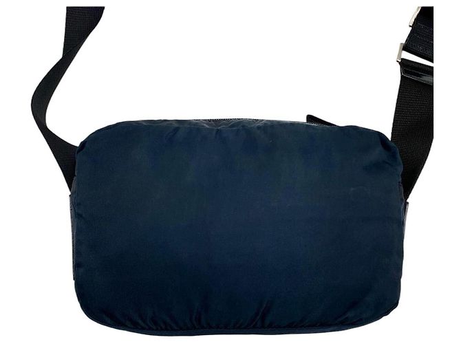 Borsa a tracolla incrociata in nylon blu navy con logo Prada Sport - vista 3