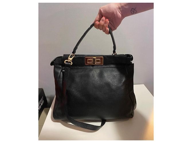 Peekaboo Borsa a mano Fendi in pelle nera Nero - vista 2