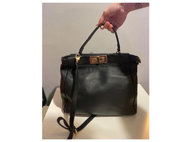 Peekaboo Borsa a mano Fendi in pelle nera Nero - vista 7