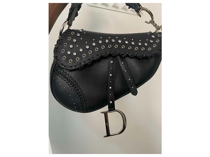 Borsa Saddle Christian Dior in pelle nera Nero - vista 10