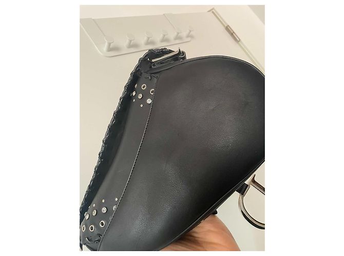 Borsa Saddle Christian Dior in pelle nera Nero - vista 4