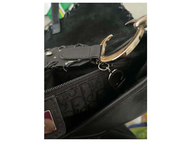Borsa Saddle Christian Dior in pelle nera Nero - vista 8