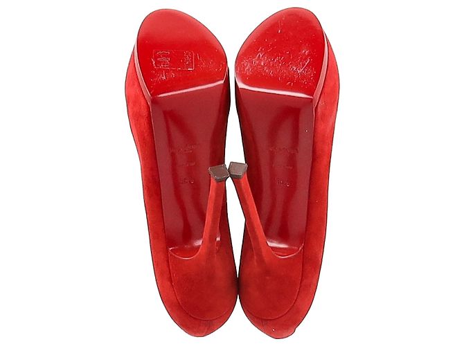 Yves Saint Laurent Décolleté Tribtoo Saint Laurent in suede rosso Bordò - vista 14