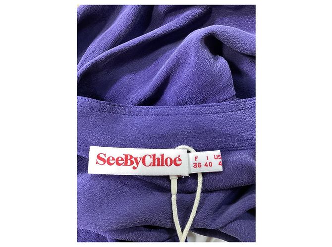 Blusa a maniche lunghe See by Chloé in seta viola Porpora - vista 11