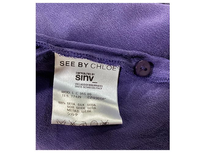 Blusa a maniche lunghe See by Chloé in seta viola Porpora - vista 12