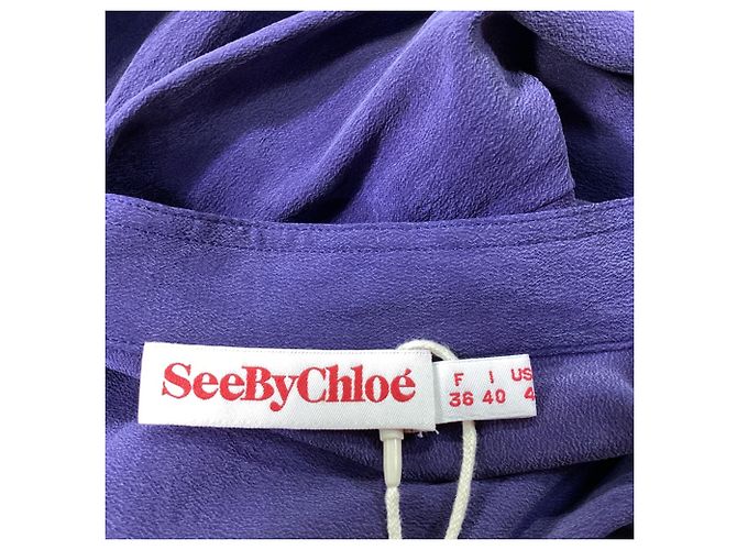 Blusa a maniche lunghe See by Chloé in seta viola Porpora - vista 5