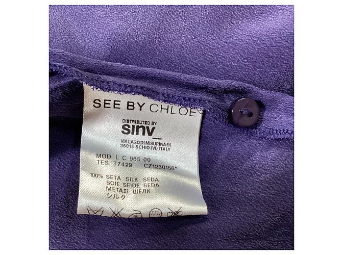 Blusa a maniche lunghe See by Chloé in seta viola Porpora - vista 6