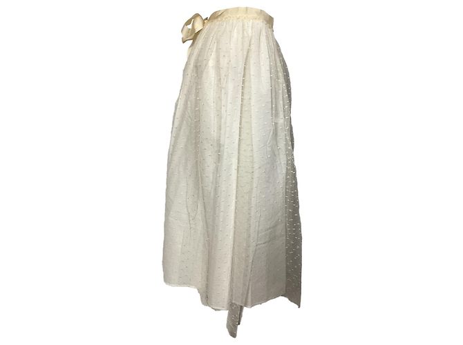 Saia midi de tule com bolinhas RED Valentino em poliéster creme Branco Cru - vista 2
