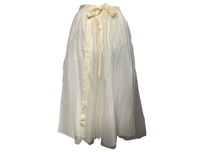 Saia midi de tule com bolinhas RED Valentino em poliéster creme Branco Cru - vista 3