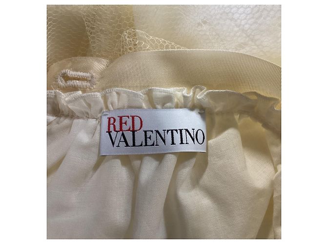 Saia midi de tule com bolinhas RED Valentino em poliéster creme Branco Cru - vista 4