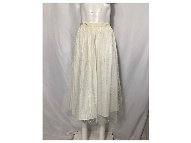 Saia midi de tule com bolinhas RED Valentino em poliéster creme Branco Cru - vista 6