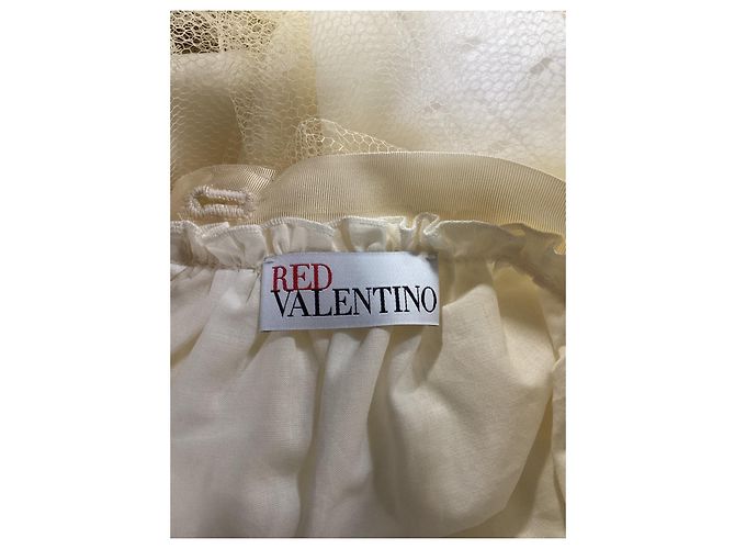 Saia midi de tule com bolinhas RED Valentino em poliéster creme Branco Cru - vista 9