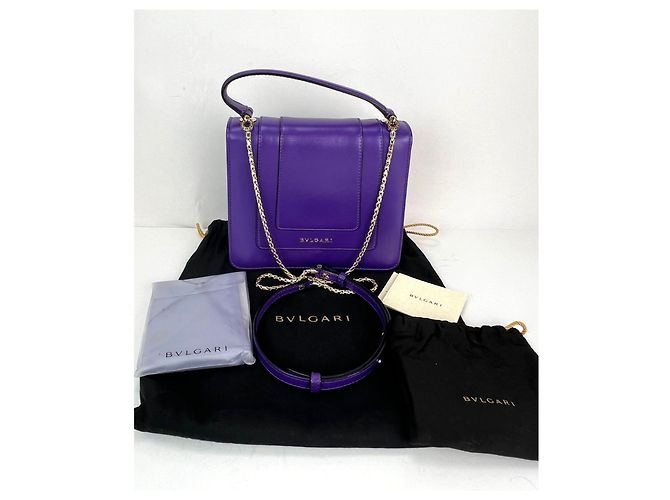 Bulgari Bolsa transversal Bvlgari Serpenti Forever em couro de bezerro roxa com alça superior Roxo - vista 2