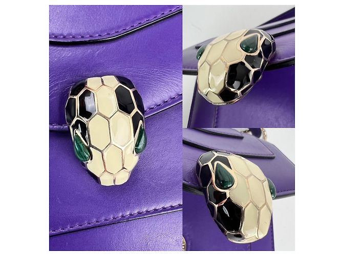 Bulgari Bolsa transversal Bvlgari Serpenti Forever em couro de bezerro roxa com alça superior Roxo - vista 3