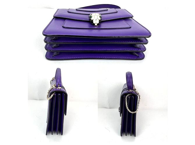 Bulgari Bolsa transversal Bvlgari Serpenti Forever em couro de bezerro roxa com alça superior Roxo - vista 5