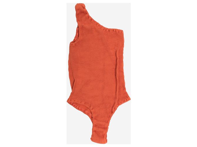 Manebi Einseitiger Badeanzug aus orange-rotem Seersucker - Größe XS - Ansicht 2
