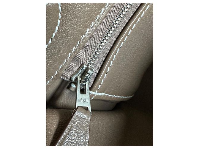 Hermès Kelly Lakis 35 in pelle Swift color Etoupe Grigio - vista 14