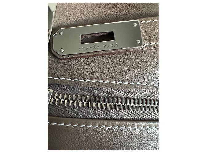 Hermès Kelly Lakis 35 in pelle Swift color Etoupe Grigio - vista 15