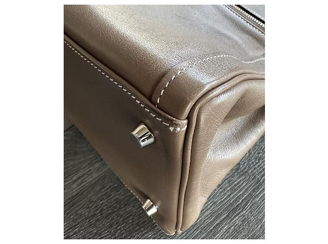 Hermès Kelly Lakis 35 in pelle Swift color Etoupe Grigio - vista 19