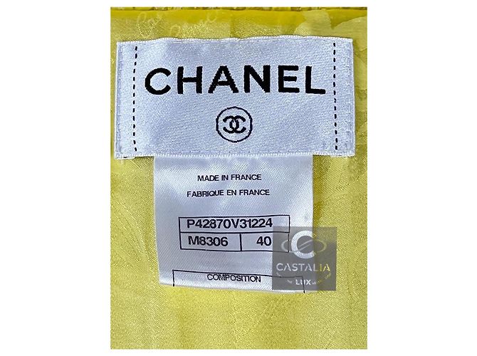 Chanel Vestido de tweed amarillo con botones Gripoix 11K$ CC talla 40 FR - vista 13