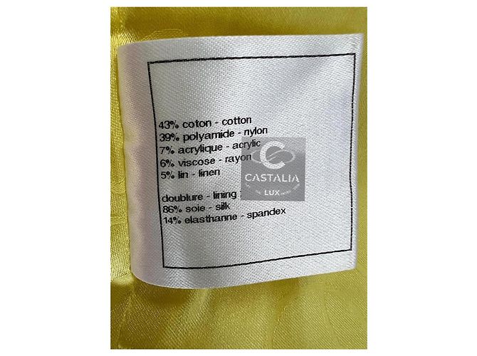 Chanel Vestido de tweed amarillo con botones Gripoix 11K$ CC talla 40 FR - vista 14