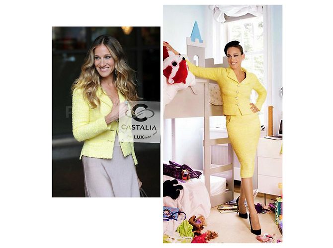 Chanel Vestido de tweed amarillo con botones Gripoix 11K$ CC talla 40 FR - vista 2