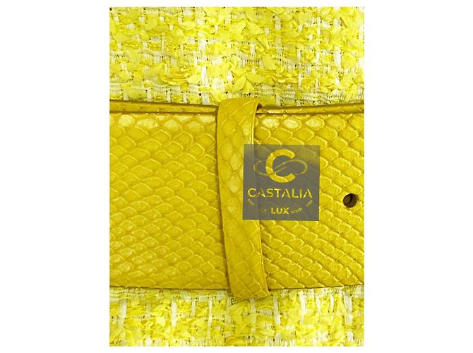 Chanel Vestido de tweed amarillo con botones Gripoix 11K$ CC talla 40 FR - vista 8