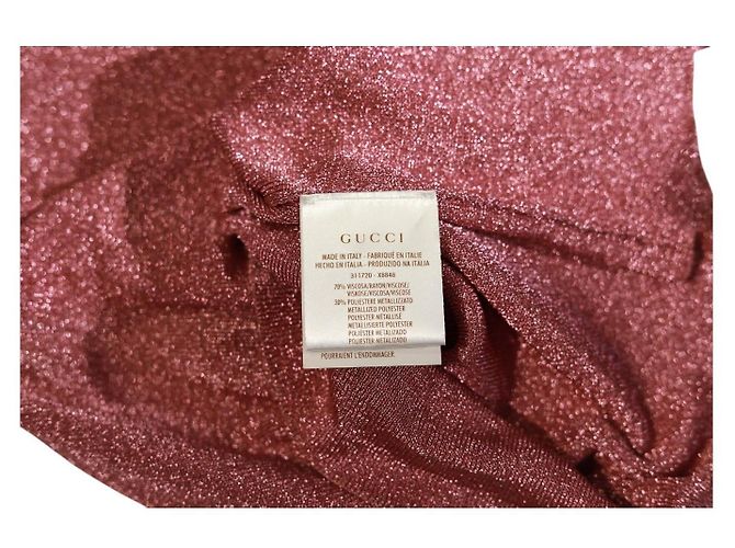 Gucci Ärmelloser Pullover V-Ausschnitt Cami Top Metallic Fuchsia Viskose Polyester S Pink - Ansicht 4