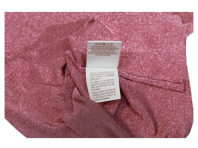 Gucci Ärmelloser Pullover V-Ausschnitt Cami Top Metallic Fuchsia Viskose Polyester S Pink - Ansicht 5