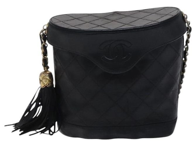 CHANEL Borsa a Spalla Matelassé con Catena in Pelle di Agnello Nera CC Auth bs23838 Nero - vista 2