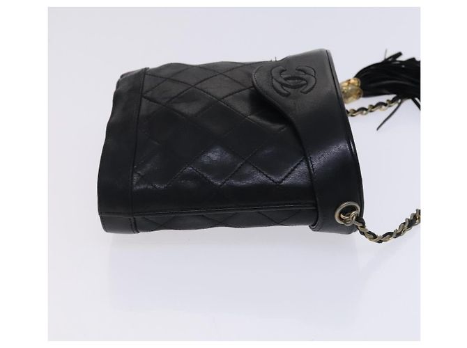 CHANEL Borsa a Spalla Matelassé con Catena in Pelle di Agnello Nera CC Auth bs23838 Nero - vista 4