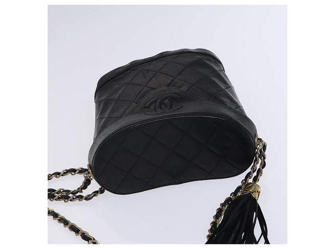 CHANEL Borsa a Spalla Matelassé con Catena in Pelle di Agnello Nera CC Auth bs23838 Nero - vista 6