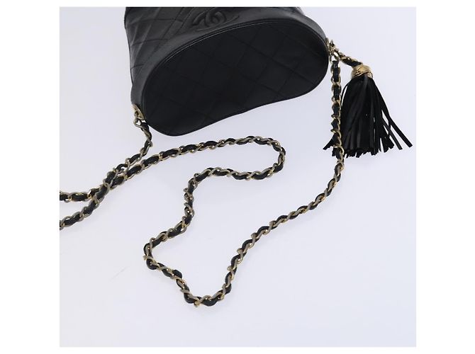 CHANEL Borsa a Spalla Matelassé con Catena in Pelle di Agnello Nera CC Auth bs23838 Nero - vista 7