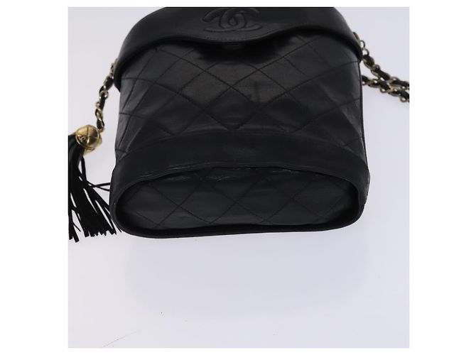 CHANEL Borsa a Spalla Matelassé con Catena in Pelle di Agnello Nera CC Auth bs23838 Nero - vista 9