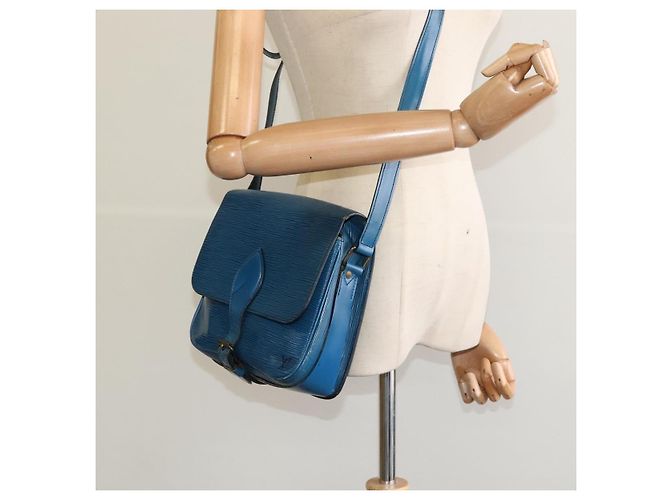 LOUIS VUITTON Epi Cartouchiere MM Borsa a Spalla Blu M52245 LV Auth MY384 - vista 24