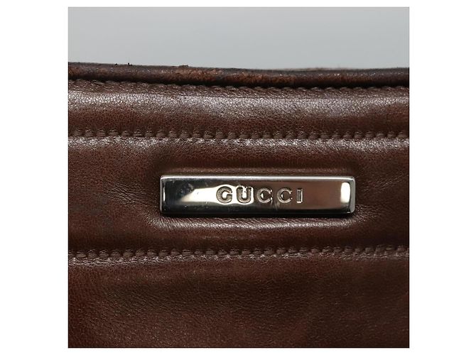 Borsa tote in pelle marrone GUCCI Auth bs23937 - vista 14