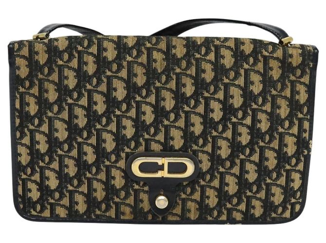 Borsa a spalla in tela Trotter Christian Dior blu navy Auth EC911 - vista 2