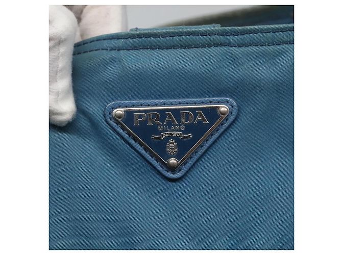 PRADA Borsa a mano in nylon blu Auth MY446 - vista 14