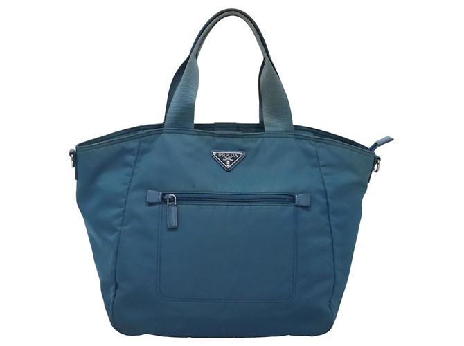 PRADA Borsa a mano in nylon blu Auth MY446 - vista 2
