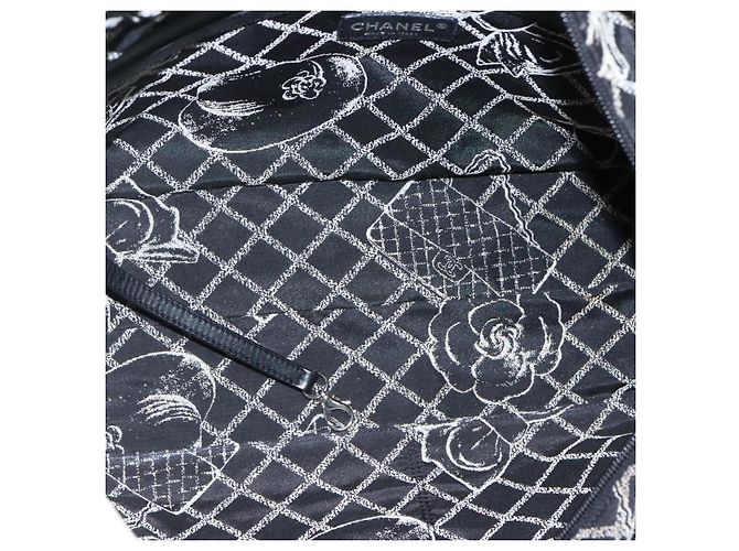 CHANEL Tote Tasche Leder Weiß Silber CC Auth ac3702 - Ansicht 16