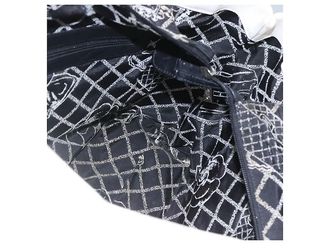 CHANEL Tote Tasche Leder Weiß Silber CC Auth ac3702 - Ansicht 17