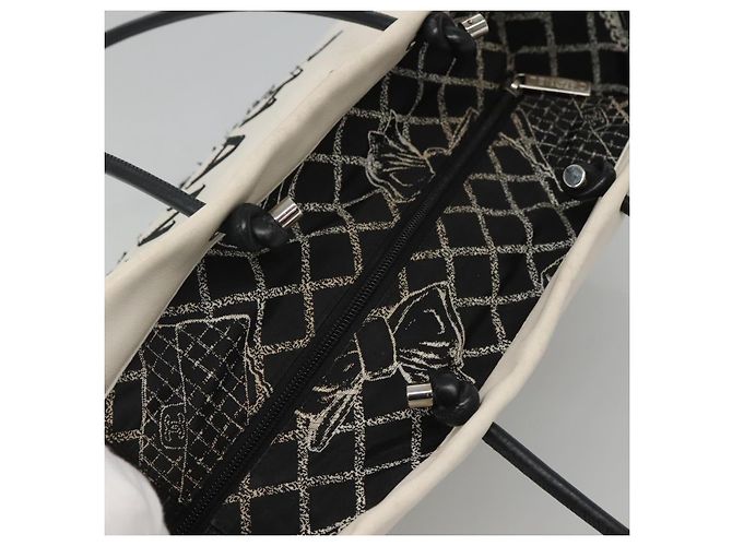 CHANEL Tote Tasche Leder Weiß Silber CC Auth ac3702 - Ansicht 6
