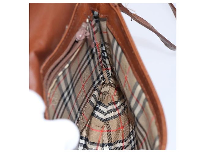 Autre Marque Borsa a spalla in pelle marrone Burberrys Auth ti2945 - vista 17